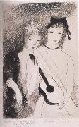 Marie Laurencin Woman Holding guitar painting